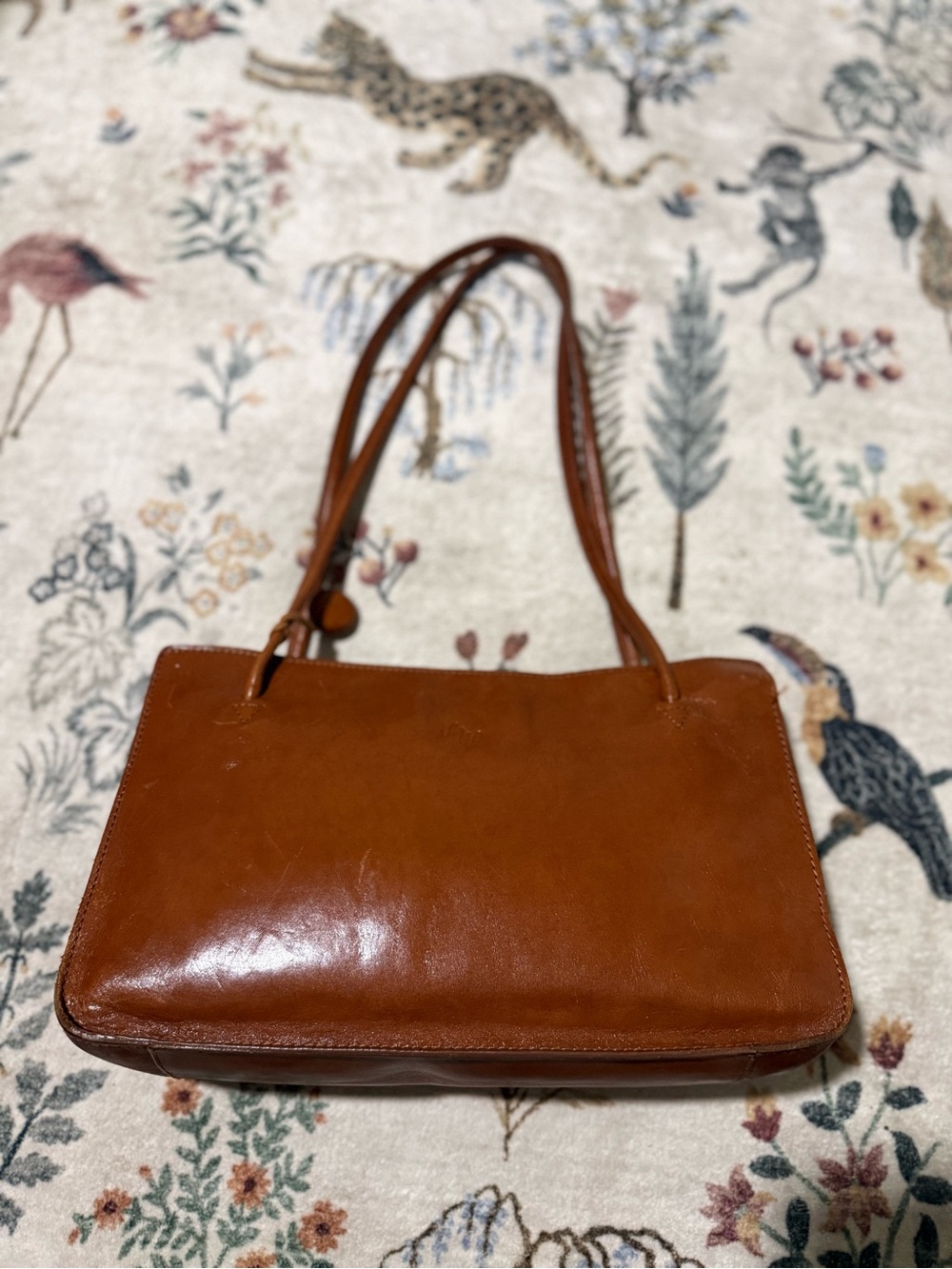 Monsac Original Handbag Purse Brown Rectangular Leather Shoulder Handbag Bag